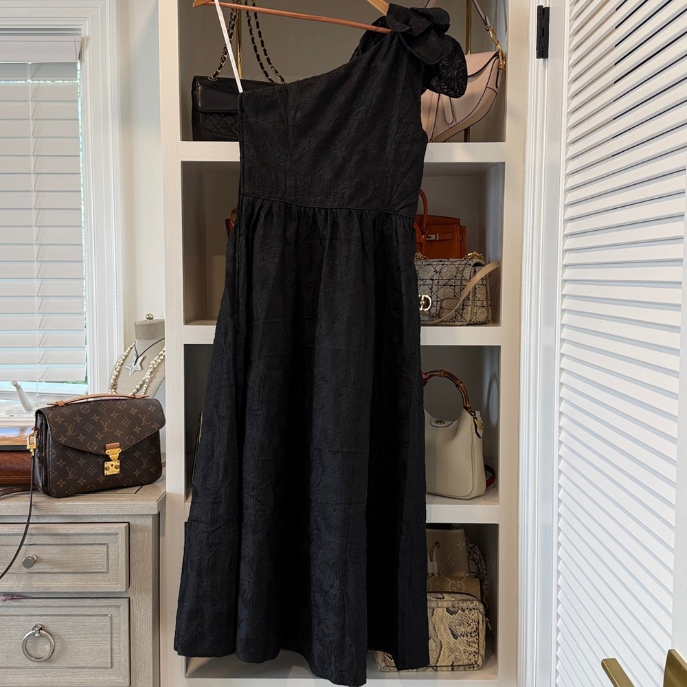 NWT Lilly Pulitzer Lynsi One-Shoulder Midi Dress black organza Evening / wedding - Picture 11 of 15